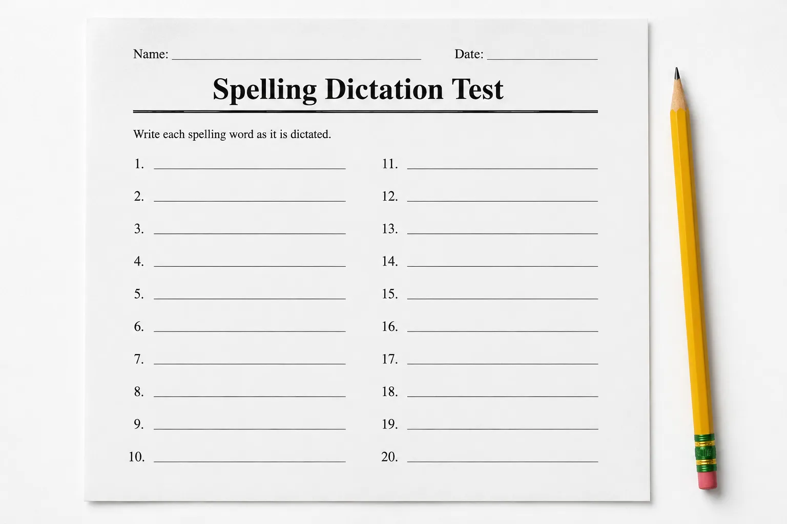 Spelling test generator with audio alternative