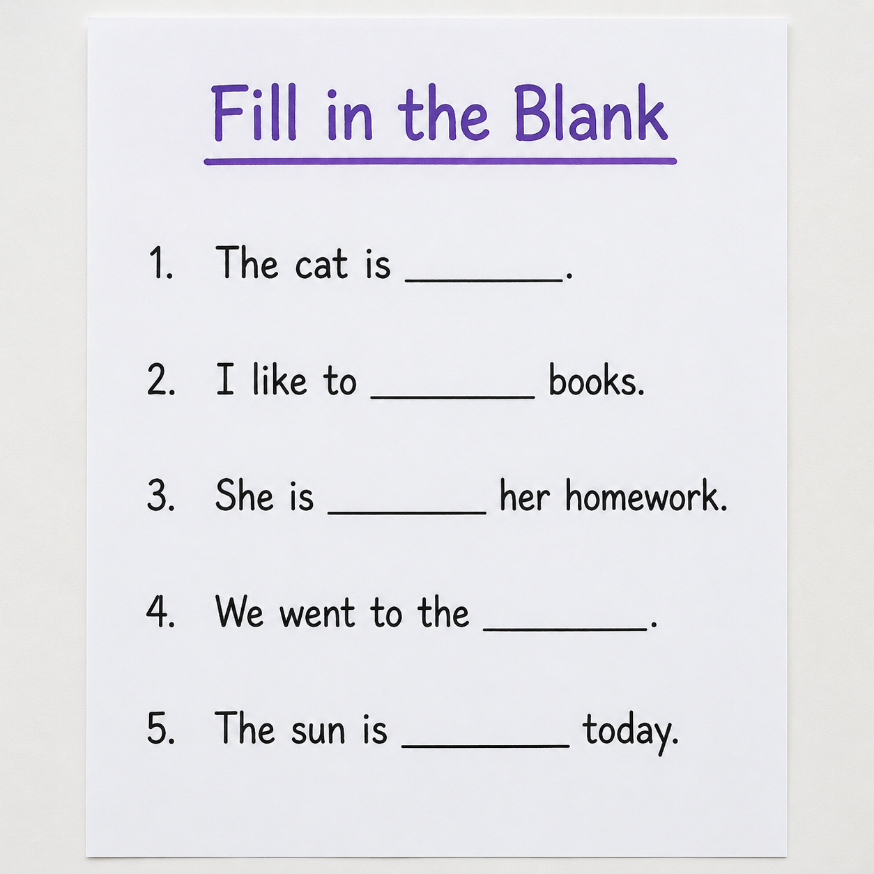 Fill in the blank spelling worksheet