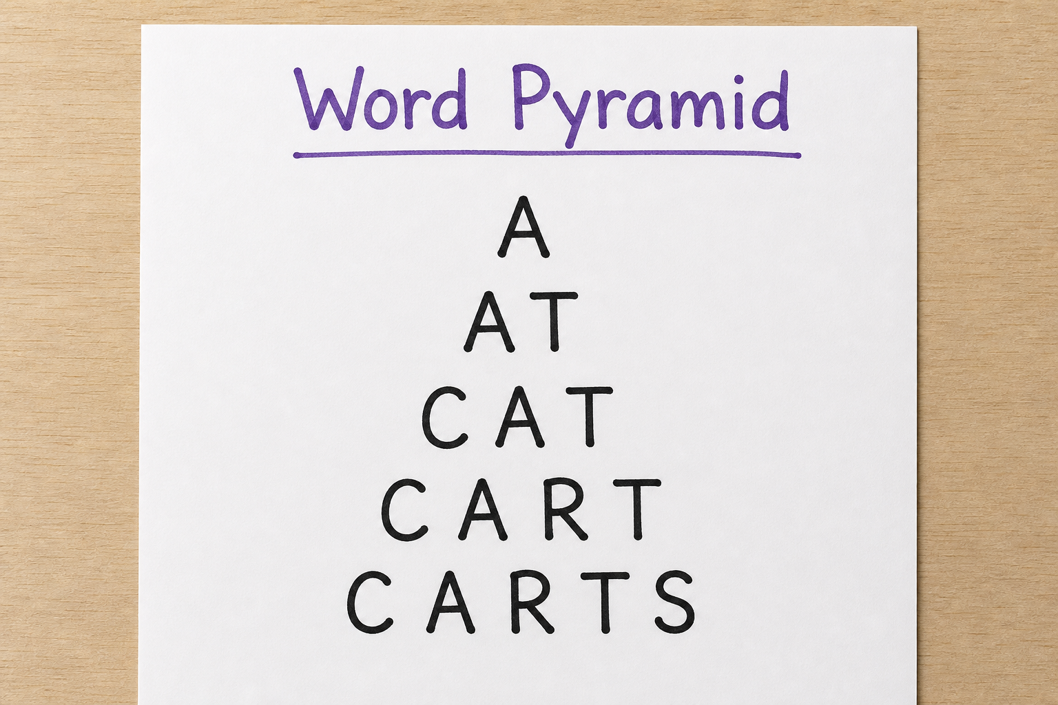 Word pyramid spelling worksheet