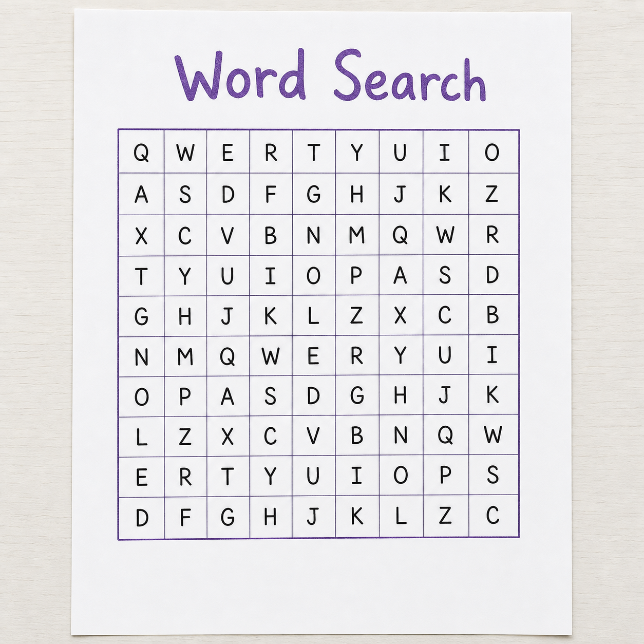 Word search spelling worksheet generator